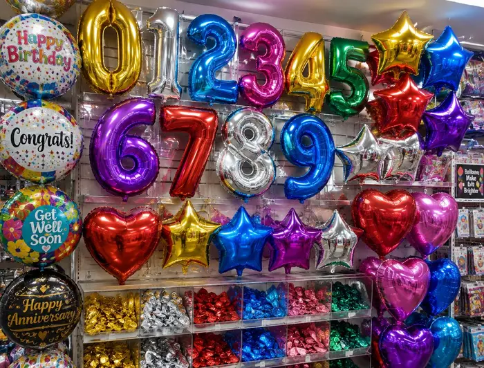 Globos metálicos de números y estrellas